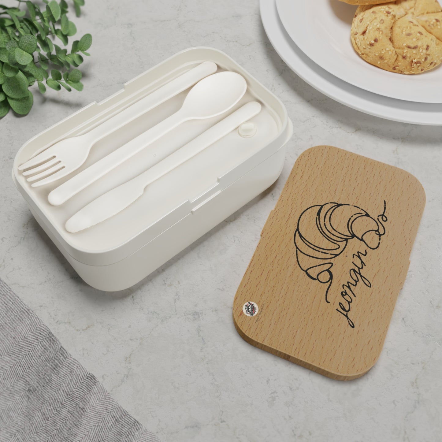 Chic Bento Lunch Box with Croissant Design - Stylish Meal Prep Container