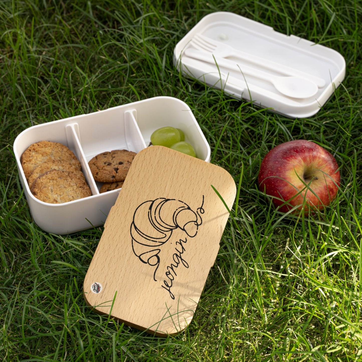 Chic Bento Lunch Box with Croissant Design - Stylish Meal Prep Container